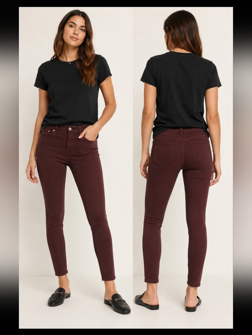Buffalo by David Bitton Karolin Midrise Burgundy Stretch Ankle Jeggings  8/29